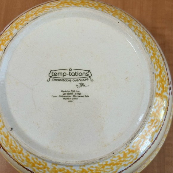 temptations bakeware  presentable ovenware old world yellow Tara serving bowl - Picture 3 of 6